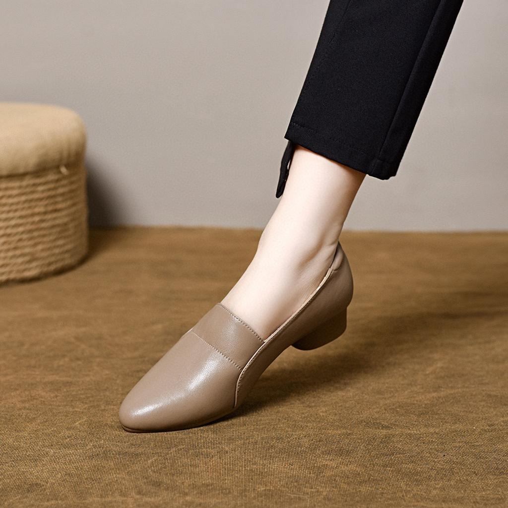 Pointed women's spring new shallow mouth ruffle edge low heel single shoes comfortable professional office work shoes
