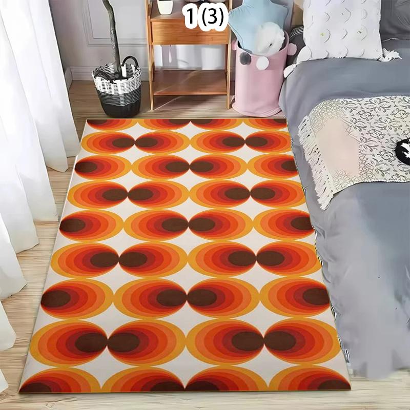 Bruin Oranje Retro Mid Century Vloerkleed Geometrisch Ontwerp Tapijt Duurzaam Vintage Geïnspireerd Vloermat Deurmat Boho Chic Woonaccessoire 80x120cm31x47in
