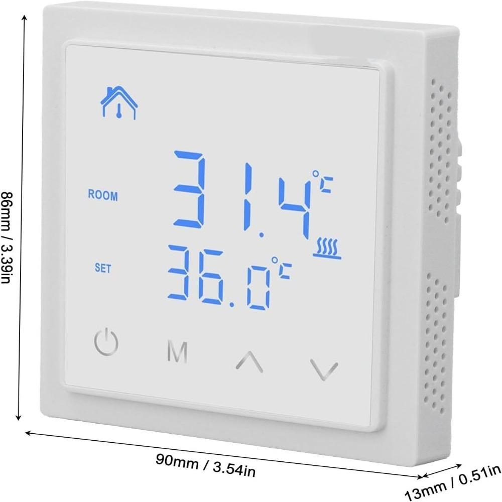 White Backlight Smart Thermostat 16A Current Electric Heat Thermostat  Electric Heating Cable