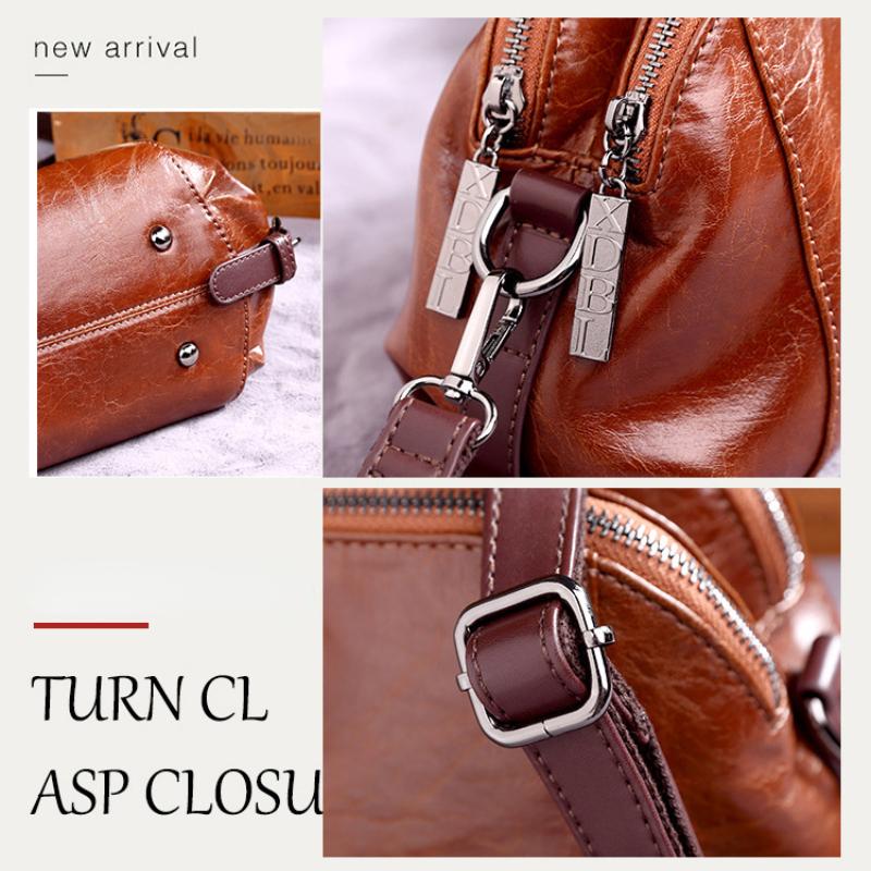 Retro Fashion Women's Leather Bags Compact One-shoulder Messenger Meniscus Bags Classic and Versatile Messenger Bag