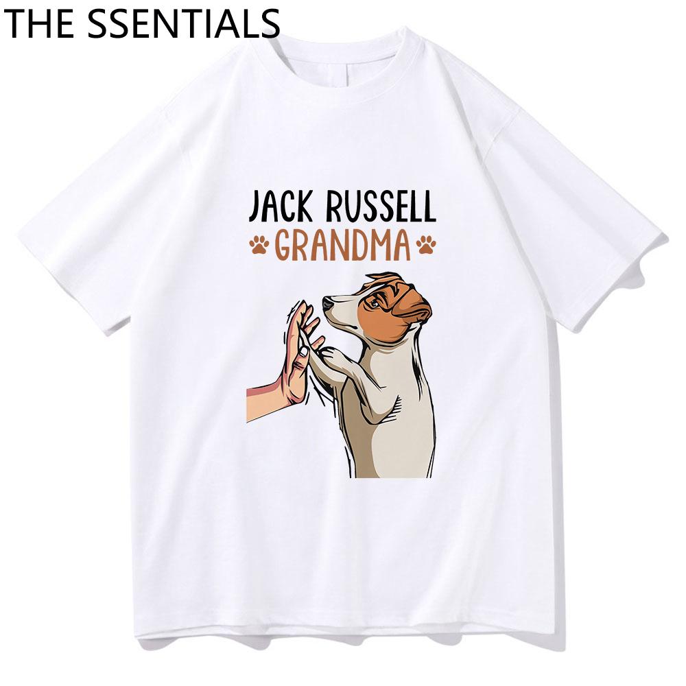 Jack Russell Terrier Mama T-Shirt Unisex Harajuku Lustige süße Hund Oma T-Shirts Unisex Cartoon Ästhetische Grafik Tägliche Baumwoll-T-Shirts