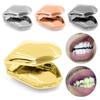 Hip Hop Single Shackle Hollow Out Teeth Grillz Gold Plated Metal Rapper Dental Braces Unisex Party Cosplay Tooth Jewelry