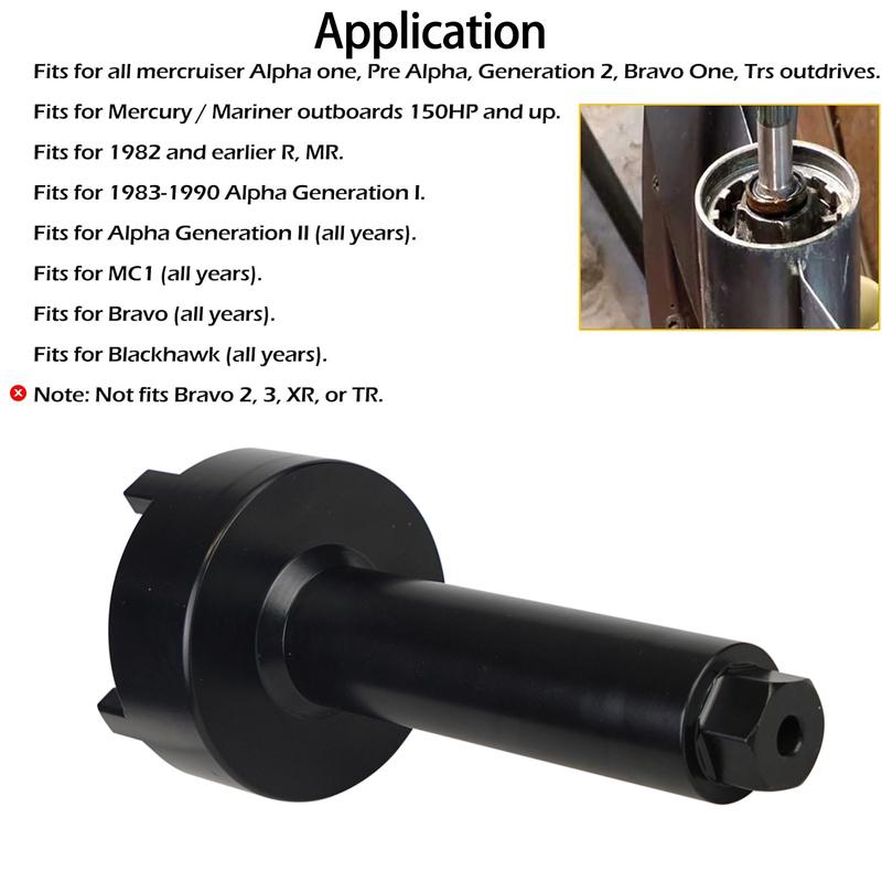 91-61069 18-9858 Boat Bearing Carrier Retainer Wrench Tool For Mercruiser Alpha One Bravo One 91-61069T Black Standard Steel