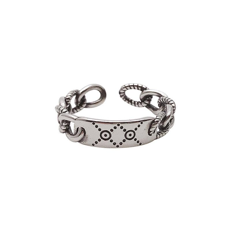Trendy Distressed Retro Hollow Letter Ring With Geometric Elements For Fashion Womens