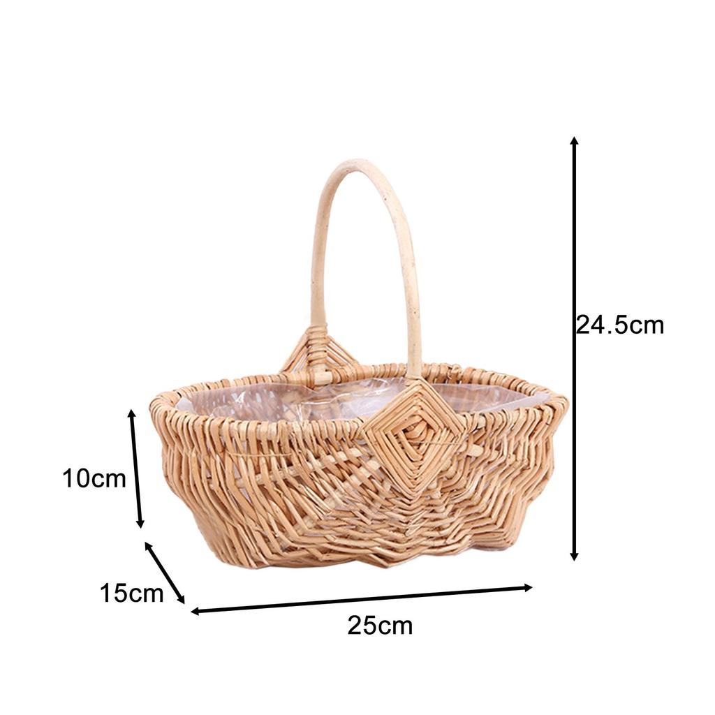Storage Basket Wedding Flower Basket Rustic Empty Portable Flower Girl Basket for Camping Party Holiday