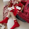 Women's Christmas Red Cartoon Mid-Calf Socks for Autumn and Winter