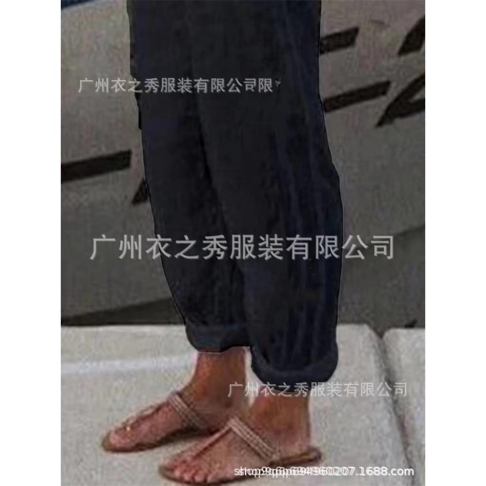 Retro Versatile Cotton Linen Casual Pants, High Waist Slimming Plus Size Loose Trousers, Breathable Ladies Daily Bottoms
