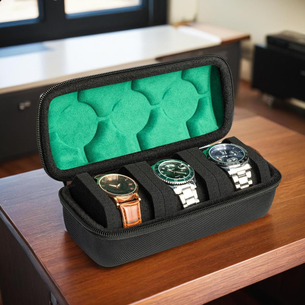 1pc Hard-Shell 3 Slots Watch Storage Case For Travel And Home Organization, With Soft Watch Pillow