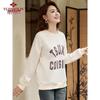 YUZHAOLIN Women's Letter Print Round Neck Sweatshirt