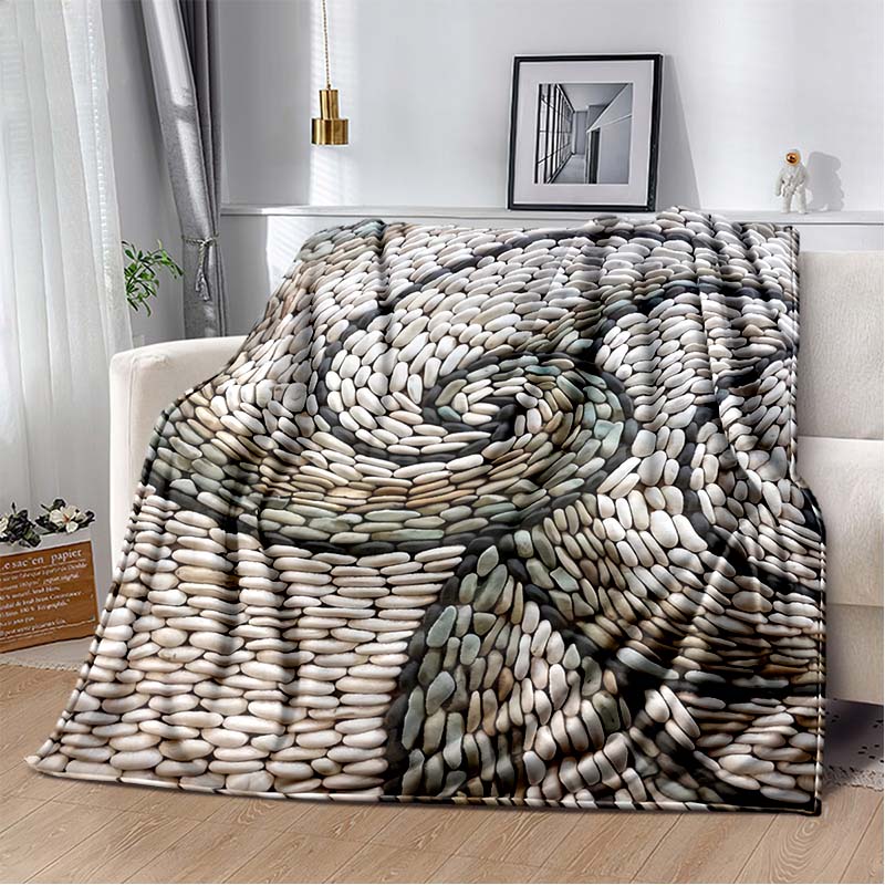 3D Fashion Wave Pebble Starfish Cartoon Flannel Blanket Sofa Bed Bedroom Warm Portable Exquisite Extra Large Warm Blanket Gift