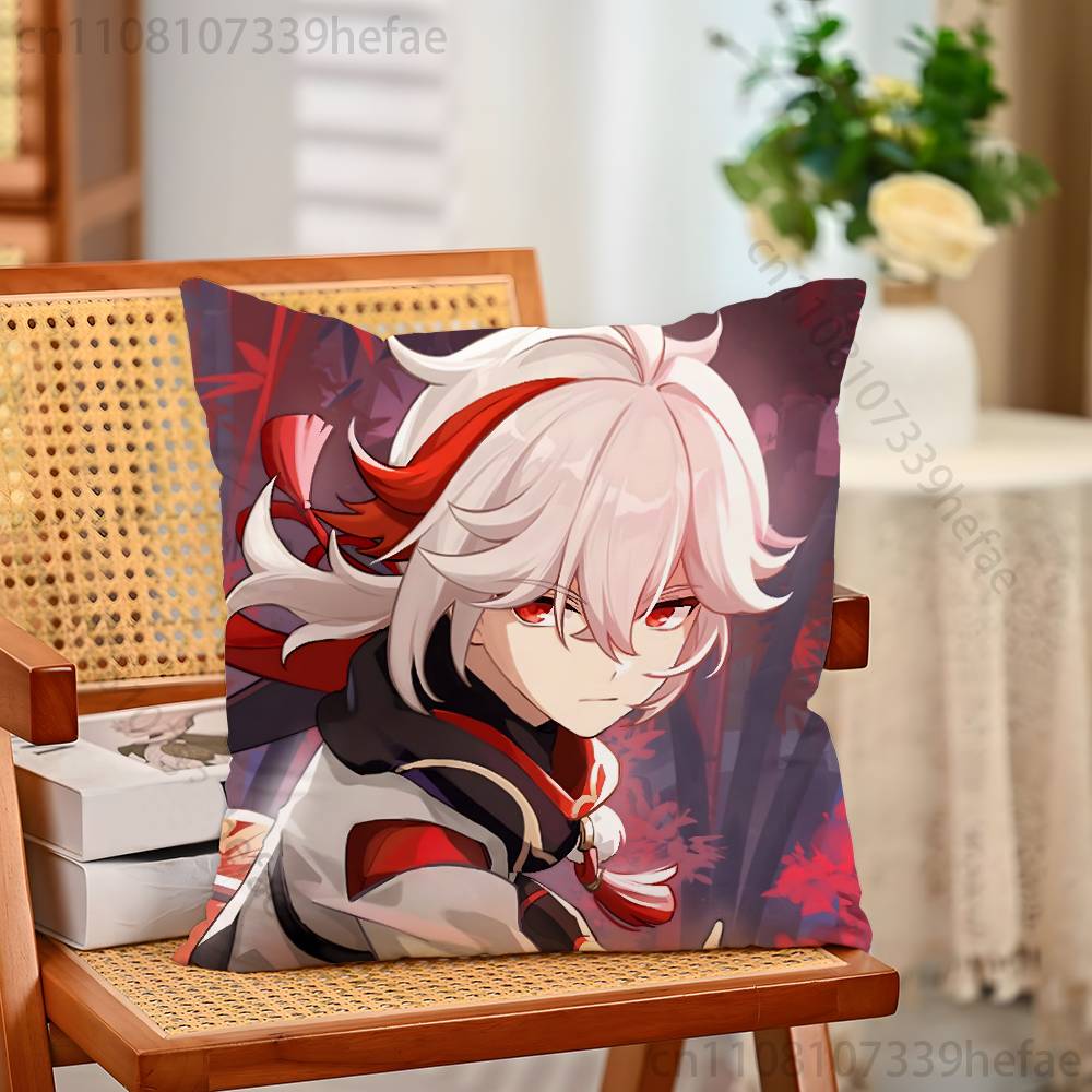 Kazuha Genshin Impact Print Polyester Pillow Case for Valentine Gift Home Sofa Cushion Cover Decoration Custom