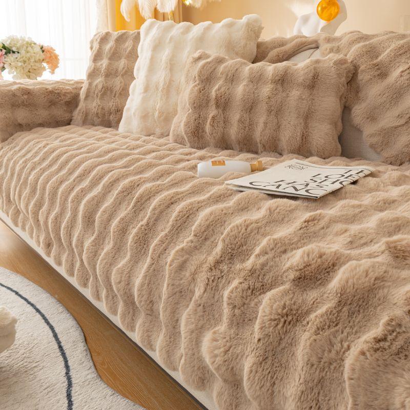 Tutu Velvet Warm Plush Sofa Cushion Winter Thickened Non-Slip Seat Cushion Leather Sofa Cover Cover  New