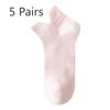 5 Pairs of Women's Summer Thin 7A Antibacterial Deodorant with Solid Color Breathable Socks