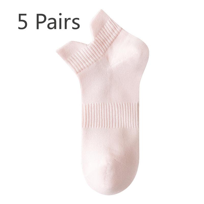 5 Pairs of Women's Summer Thin 7A Antibacterial Deodorant with Solid Color Breathable Socks