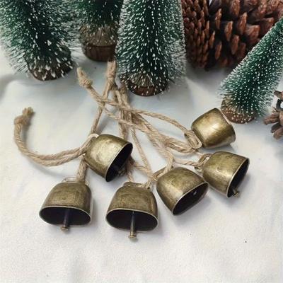 4Pcs Vintage Bell Pendant Rustic Metal Hanging Decorative Bell with Jute Rope Vintage Wind Chimes Wall Hanging Home Decor