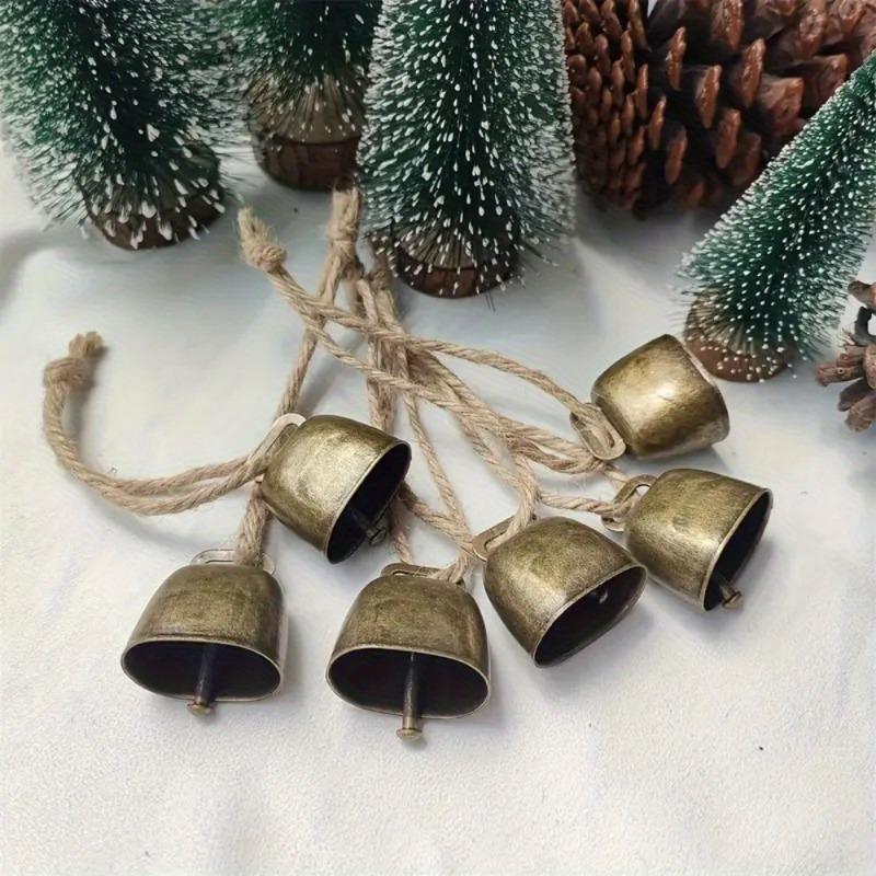 4Pcs Vintage Bell Pendant Rustic Metal Hanging Decorative Bell with Jute Rope Vintage Wind Chimes Wall Hanging Home Decor