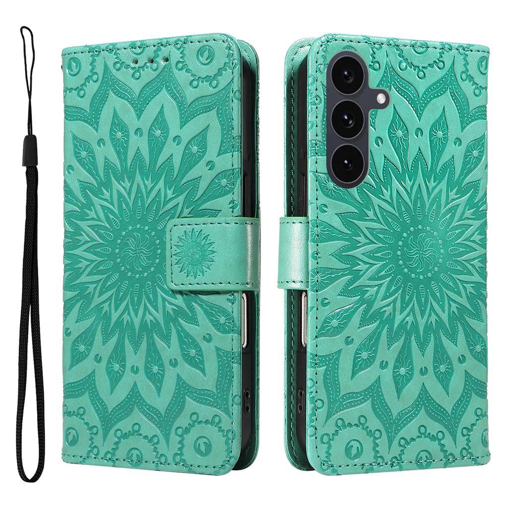 For Samsung Galaxy S25 FE Leather Wallet Case Sunflower Imprinted Phone Cover