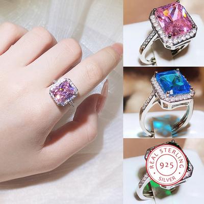 Classic Fashion For Ladies Colored Zircon Engagement Ring  Copper Bridal Wedding Party Birthday Jewelry Gift