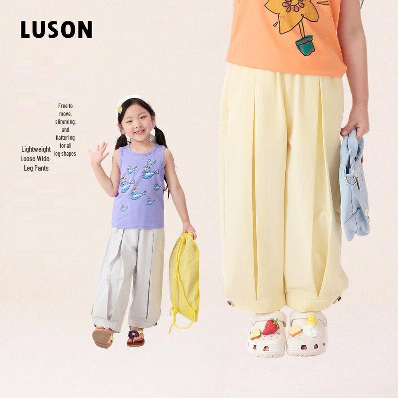 LUSON Girls 2026 Summer Lightweight Pleated Harem Pants 130