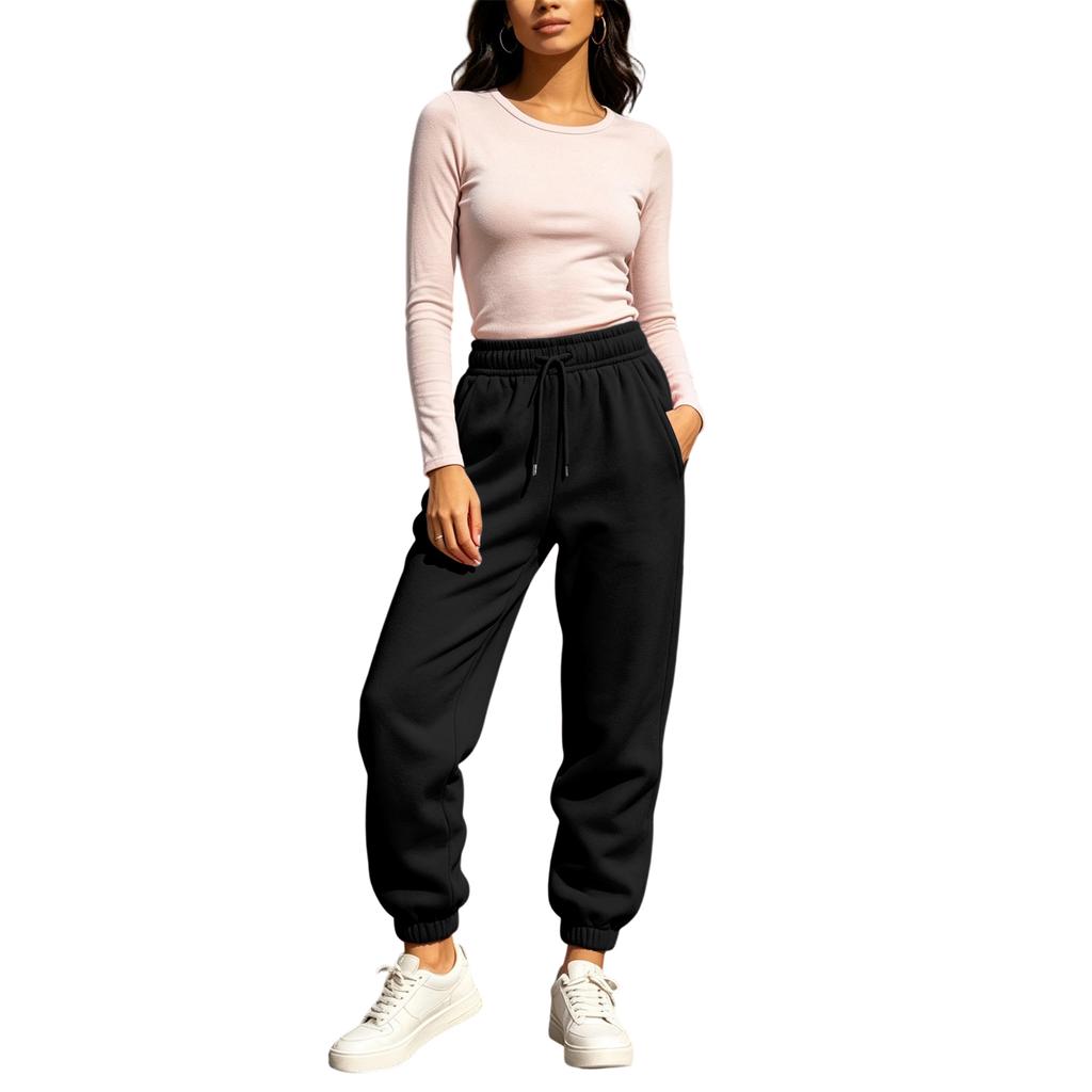Women's Color Joggers with Pockets, Warm Cinched Casual Sweatpants
