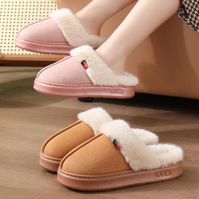 Winter cotton slippers EA thick-bottomed velvet warm home couple comfortable warm feet odorless, fluffy slippers
