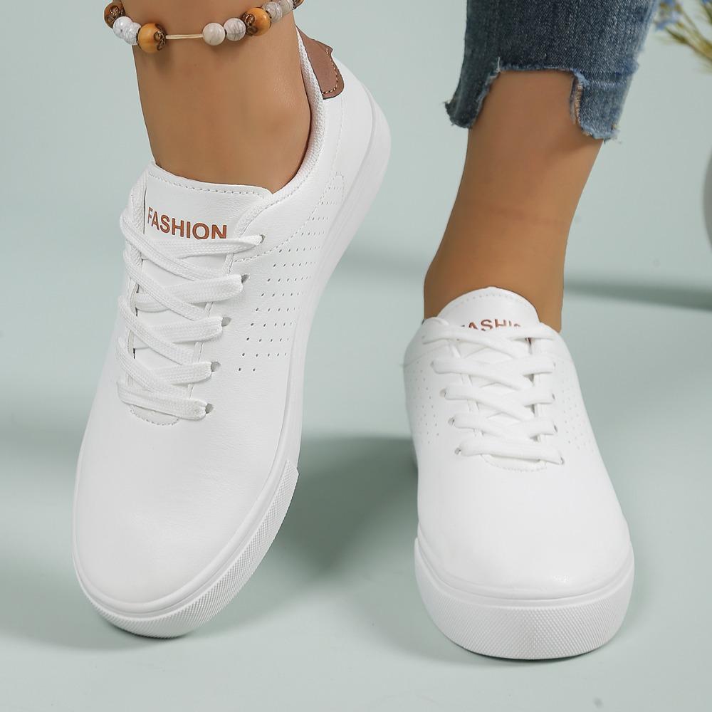 Versatile Classic White Shoes Large Size Thick Bottom Platform Casual Shoes Breathable Slip-On Shoes for Women Size 35-42