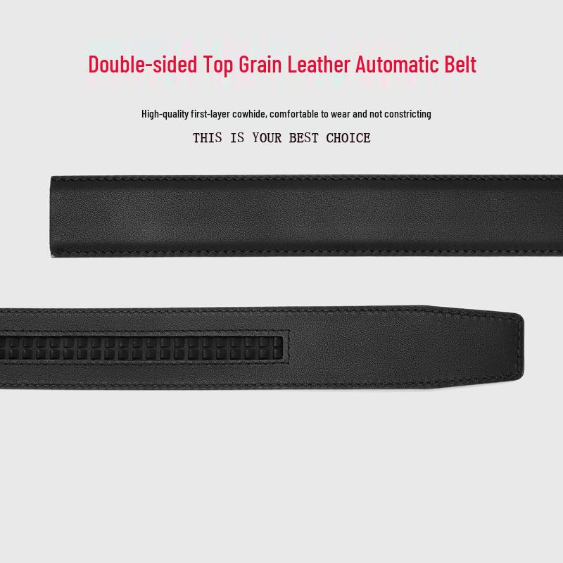 Men's Premium Cowhide Leather Belt with Automatic Pin Buckle