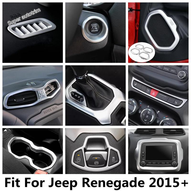 For Jeep Renegade 2015 - Accessories Shift Gear Panel / Door Speaker / Central Air AC Outlet Vent / Hand Brake Cover Trim