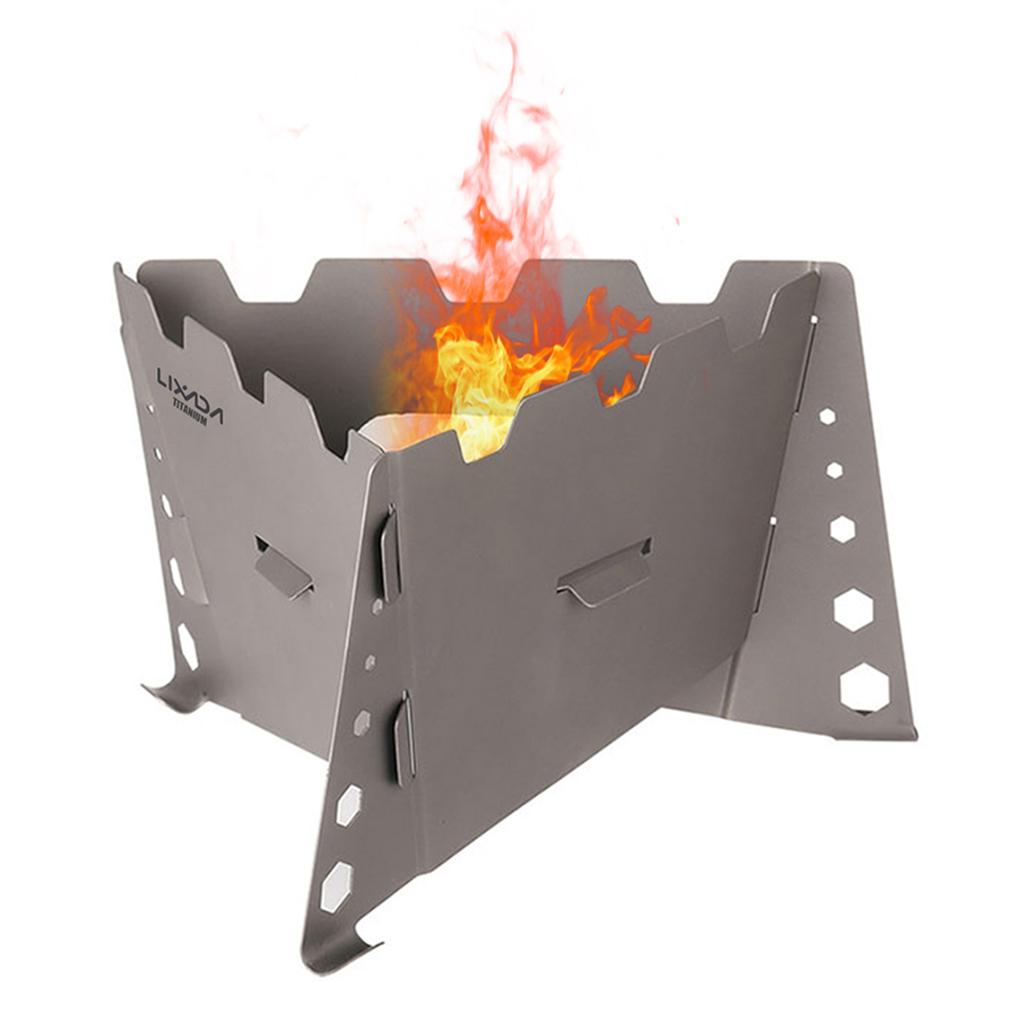 Lixada Folding Titanium Solidified Alcohol Stove for Outdoor Camping Hiking Backpacking