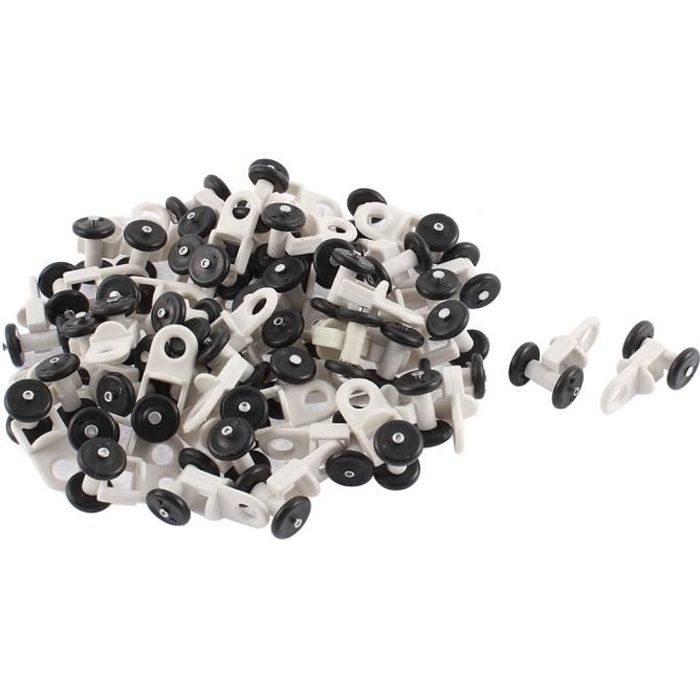 Glisseur Rail Rideaux - SOURCING MAP - 50Pcs - Plastique - Diamètre 14mm - Couleur Noir/Blanc