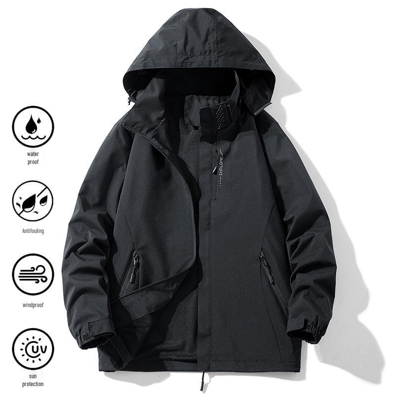 

2025 Унисекс Водонепроницаемая Флисовая Подкладка Ветровка для Альпинизма - Куртка-Трансформер Три-в-Одном для Весны и Осени M (45-52.5 kg)