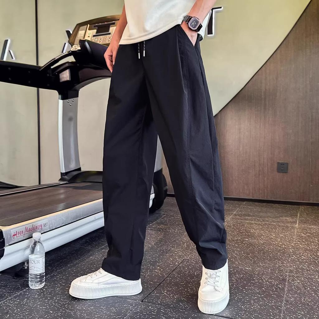 New Casual Pants Men's Summer Thin Trendy Brand Loose Solid Color Straight Wide-leg Pants Trend Versatile