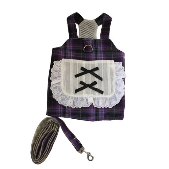 

Регулируемый жилет, комплект шлейки, универсальная юбка, нагрудный карман, бант, милое платье для собак, кружево для щенков L темно-фиолетового