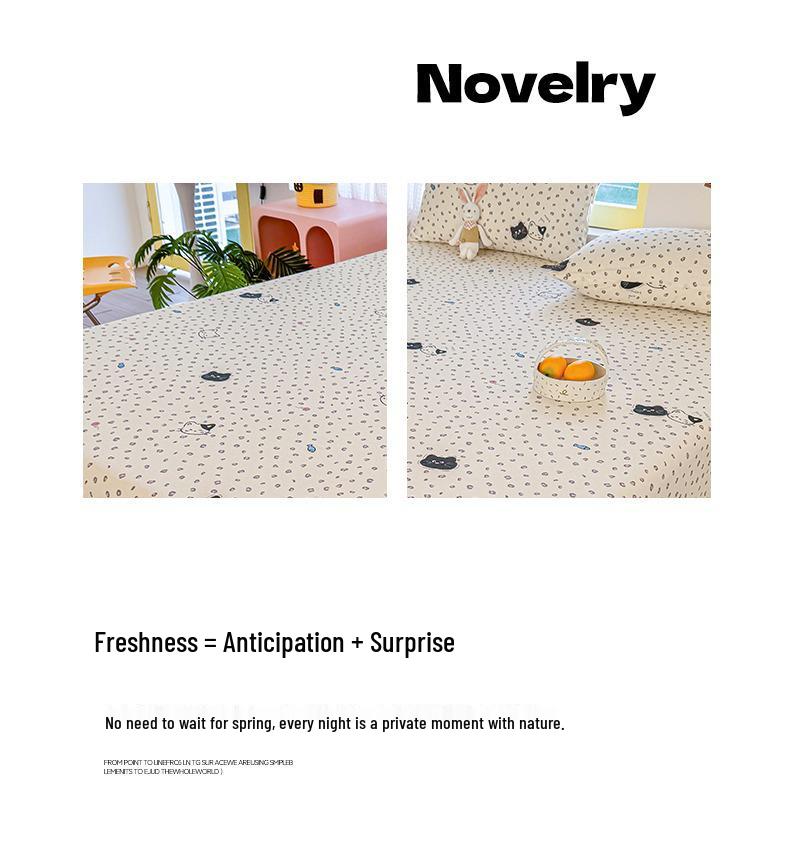 All-Cotton Dorm Bedding Set: Printed Sheets, Mattress Protector, and Pillowcases
