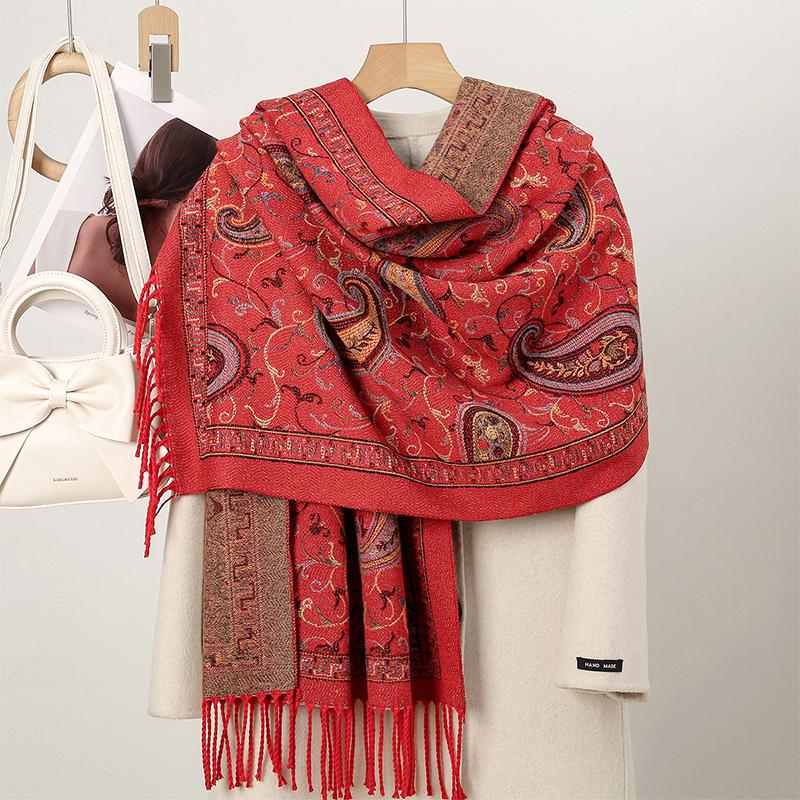 New Shawl Warm Winter Scarf Hijab Women Print Paisley Cashmere Pashmina Thick Wrap Head Neck Foulard Luxury  Blanket Echarpe