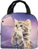 Сумка для ланча Galaxy Cat Изолированная сумка-холодильник Многоразовая сумка-тоут для еды с термоизоляцией для женщин, девушек, мальчиков