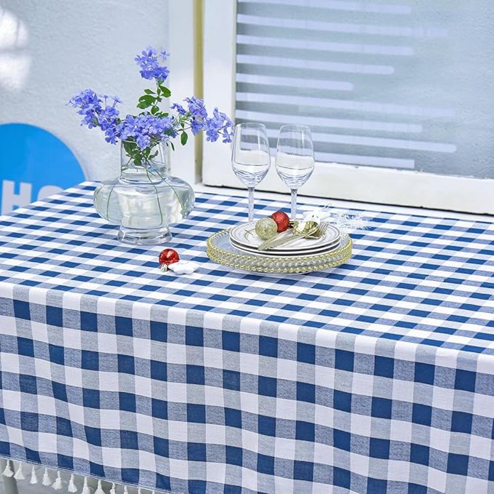 Table Decor Linen Plaid Tablecloth Pastoral Style Antifouling Table Runner Waterproof Rectangular Desk Cover Wedding