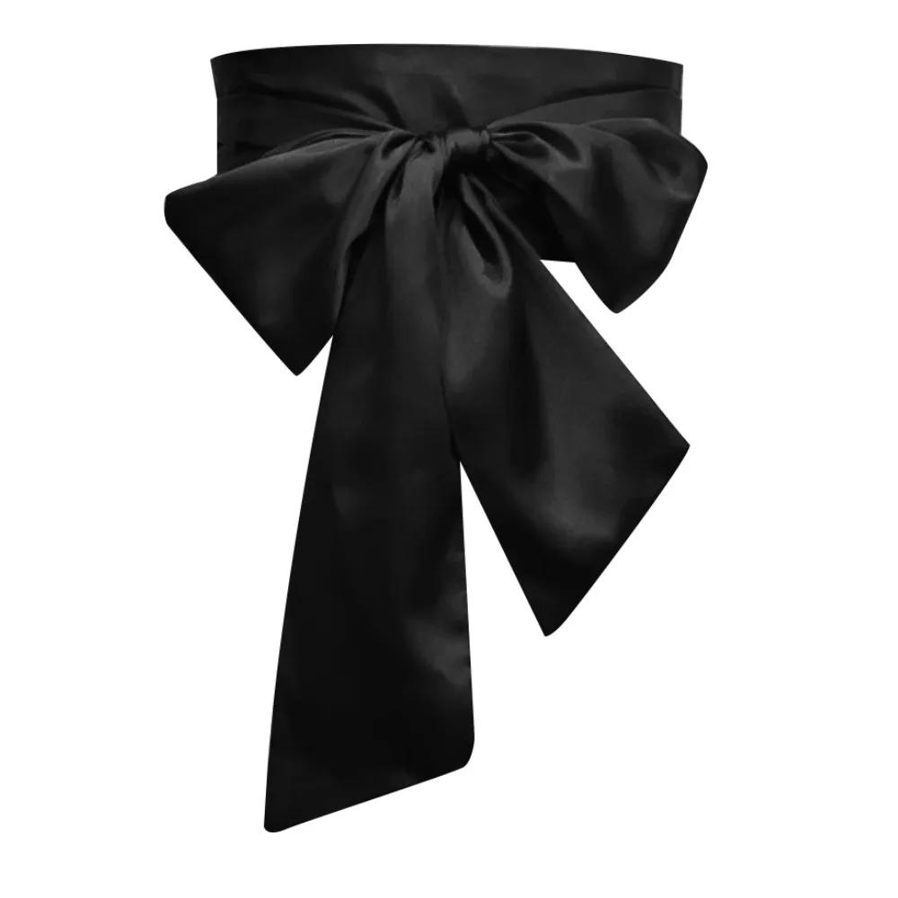 

Satin Silk Bow Corset Waist Belt Wide DIY Bowknot Fabric Ribbon Cummerbunds Decorative Waist Cover For Women Lady Girl Bridal чёрный