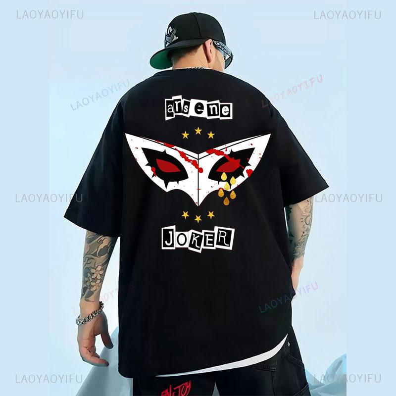 

Persona 5 JOKER Anime Cartoon Gaming T-shirt Cool Boy High Street Graphic Unisex Tees Cotton Two Side Print Tops Fashion Clothes 5XL різнокольоровий