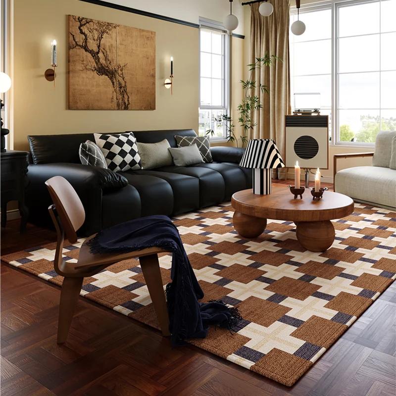 Tapete americano vintage de área grande sala de estar quarto tapete de luxo avançado à prova d'água antiderrapante tapete imitação de caxemira