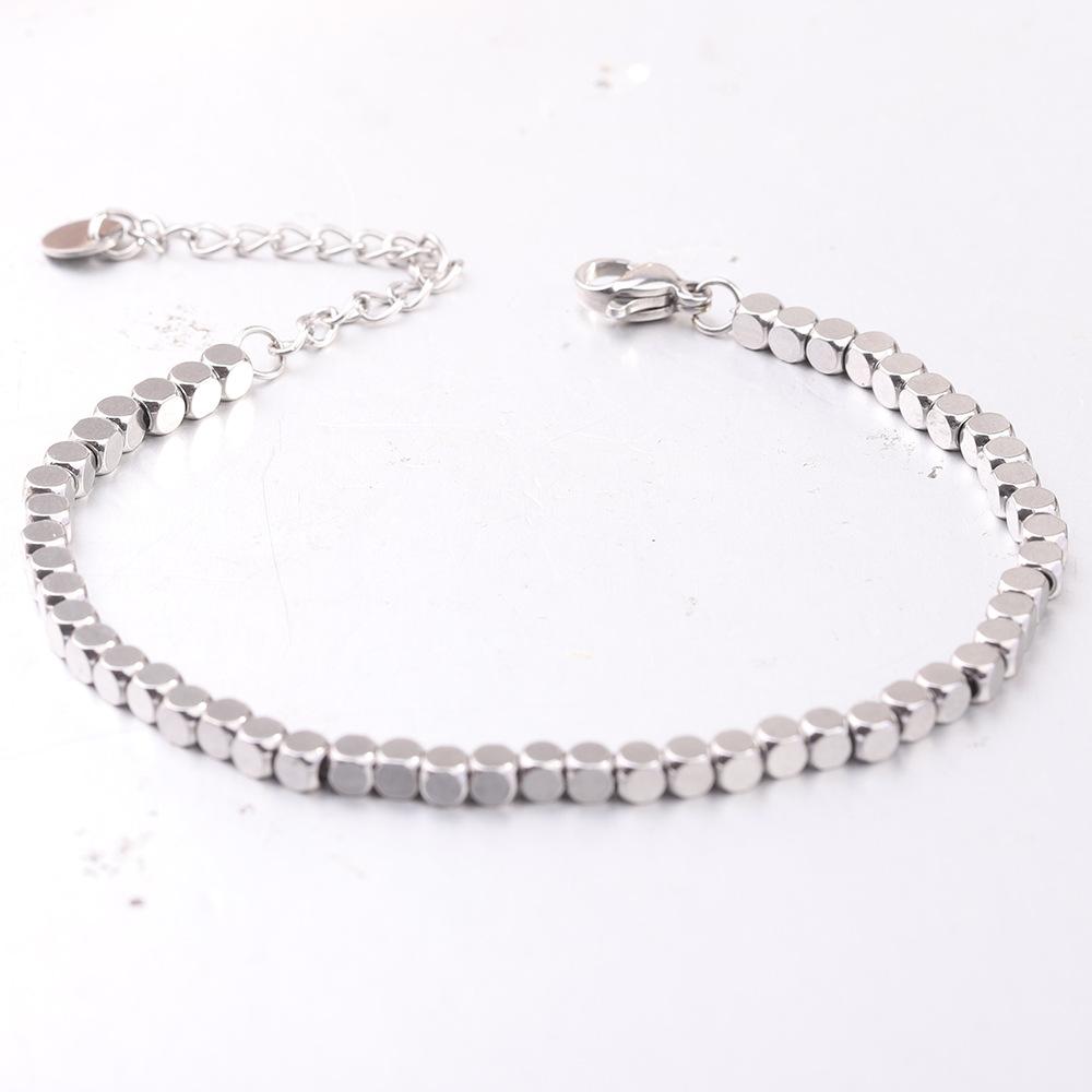 1Pcs Stainless Steel Bracelet Smooth Faced Bracelet Square Minimalist Bracelet