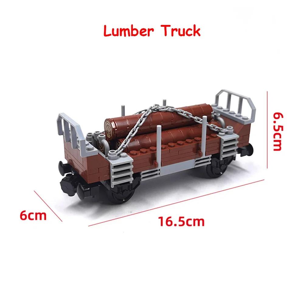 Creative MOC Building Blocks for Kids, City Tank, Car Train, Freight Train, Firewood, Railway, Express Bus