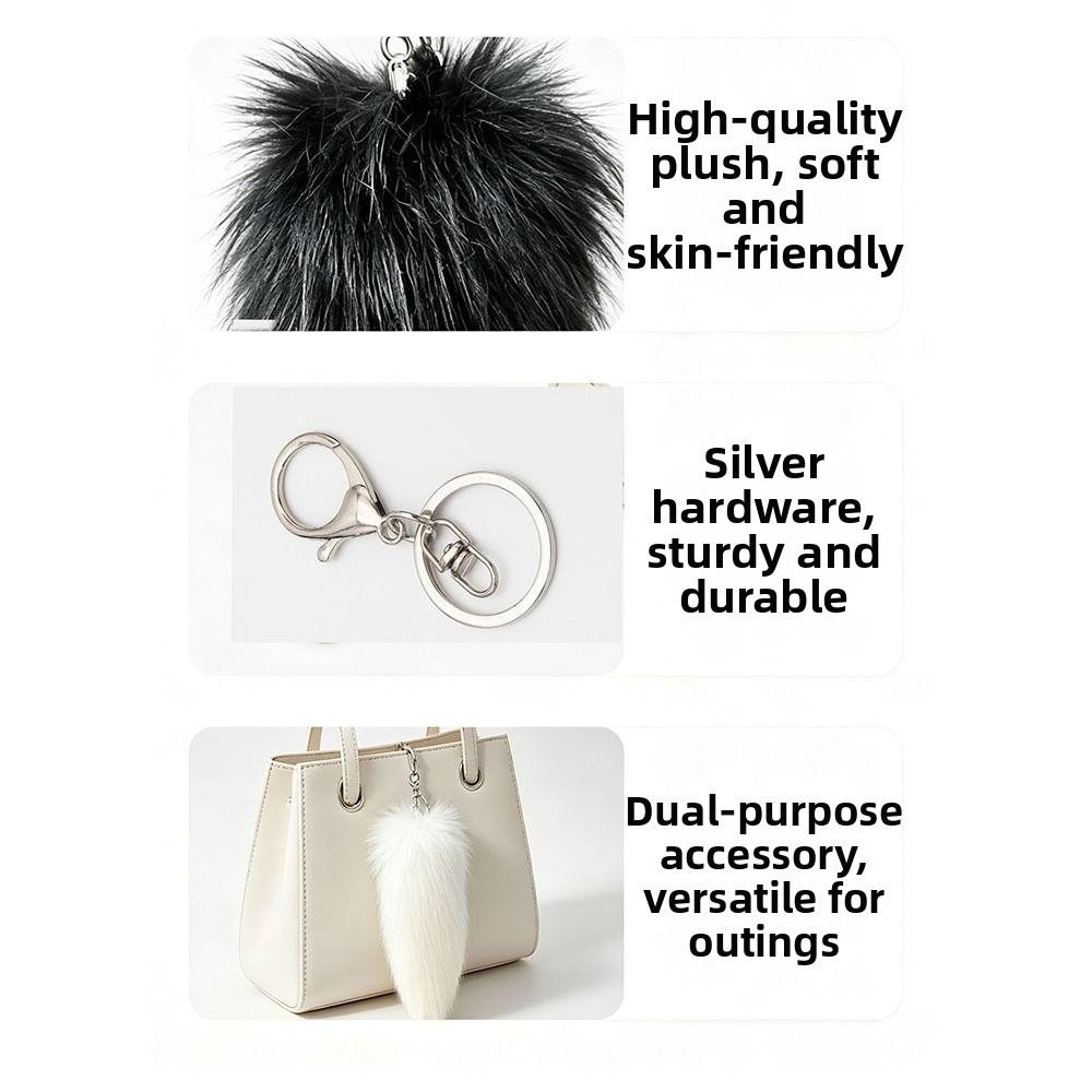 Plush Faux Fur Charm Long Tail Plush Tail Pendant Cute Plush Tail Keychain Handbag Accessory