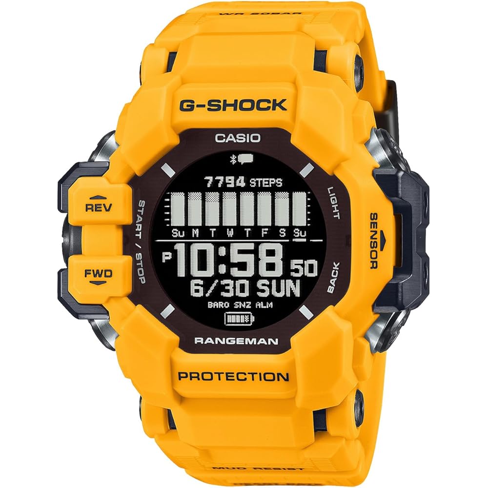 Casio G-Shock RANGEMAN GPS hodinky s monitorem srdečního tepu, Bluetooth a ekologickými materiály, GPR-H1000-9JR, Pánské, Žluté (Oficiální japonský Produ