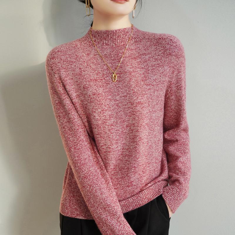 The New Long-sleeved Sweater Top with A Semi-high Neck and A Base Layer Makes You Look Slimmer and More Fashionable In Spring and Autumn