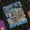 Straight Outta Dopamine Funny Raccoon Meme Bootleg Graphic T shirt, Unhinged Shirt, Cursed T shirt, Inappropriate Shirt, Gen z Gift Shirt