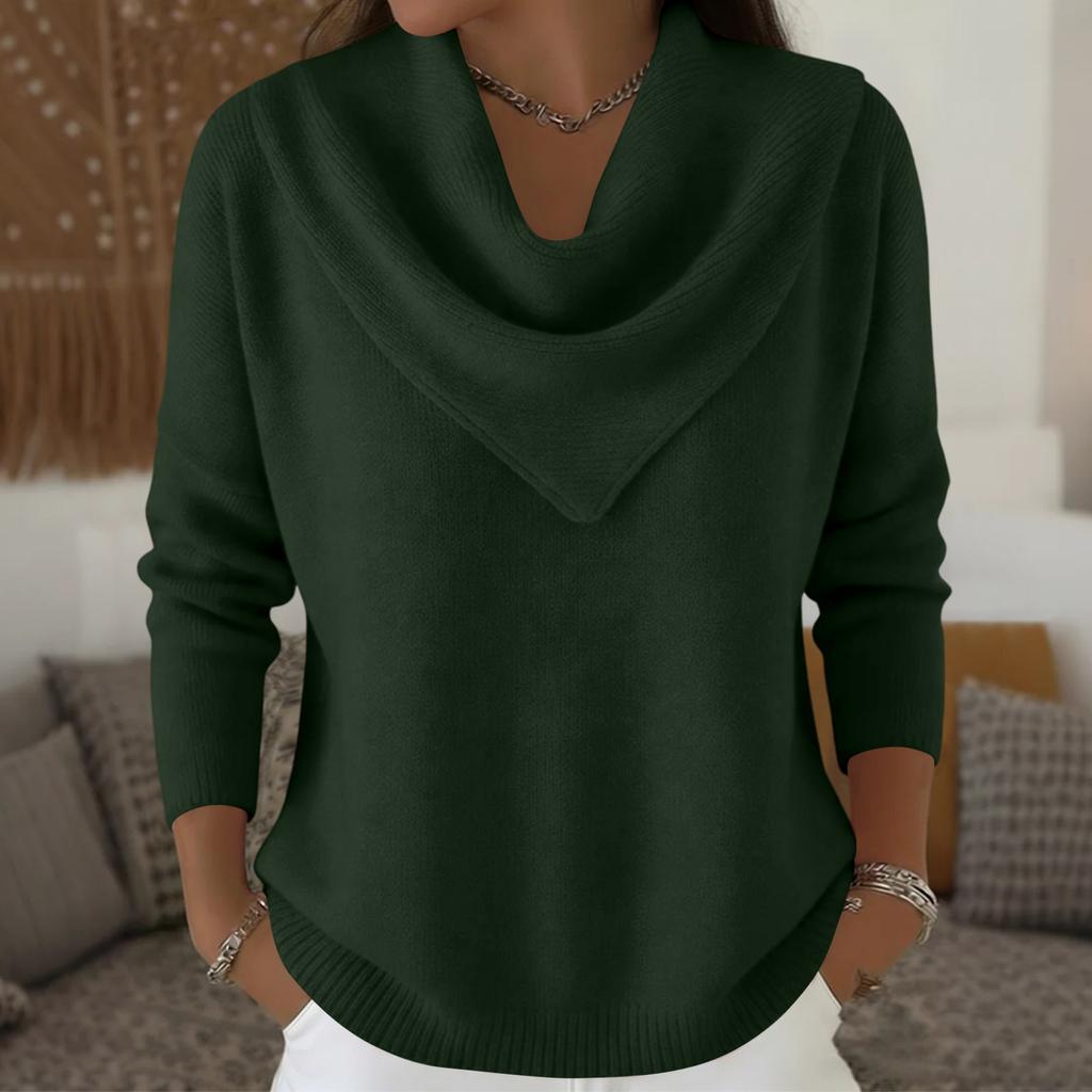 Damen Modischer Einfarbiger Rundhals Langarm Pullover Gestrickter Pullover Top