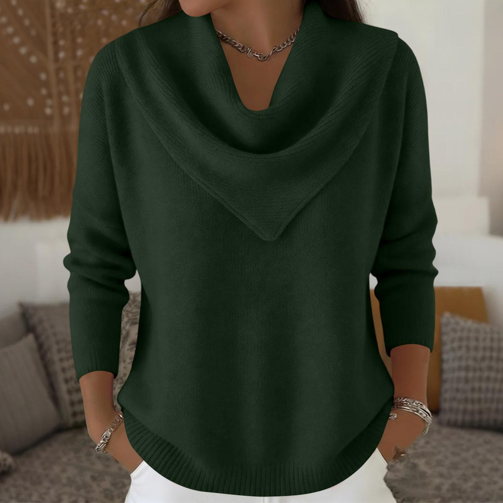 

Жіночий модний однотонний пуловер з круглим вирізом та довгими рукавами, в язаний светр-топ XXL зелений