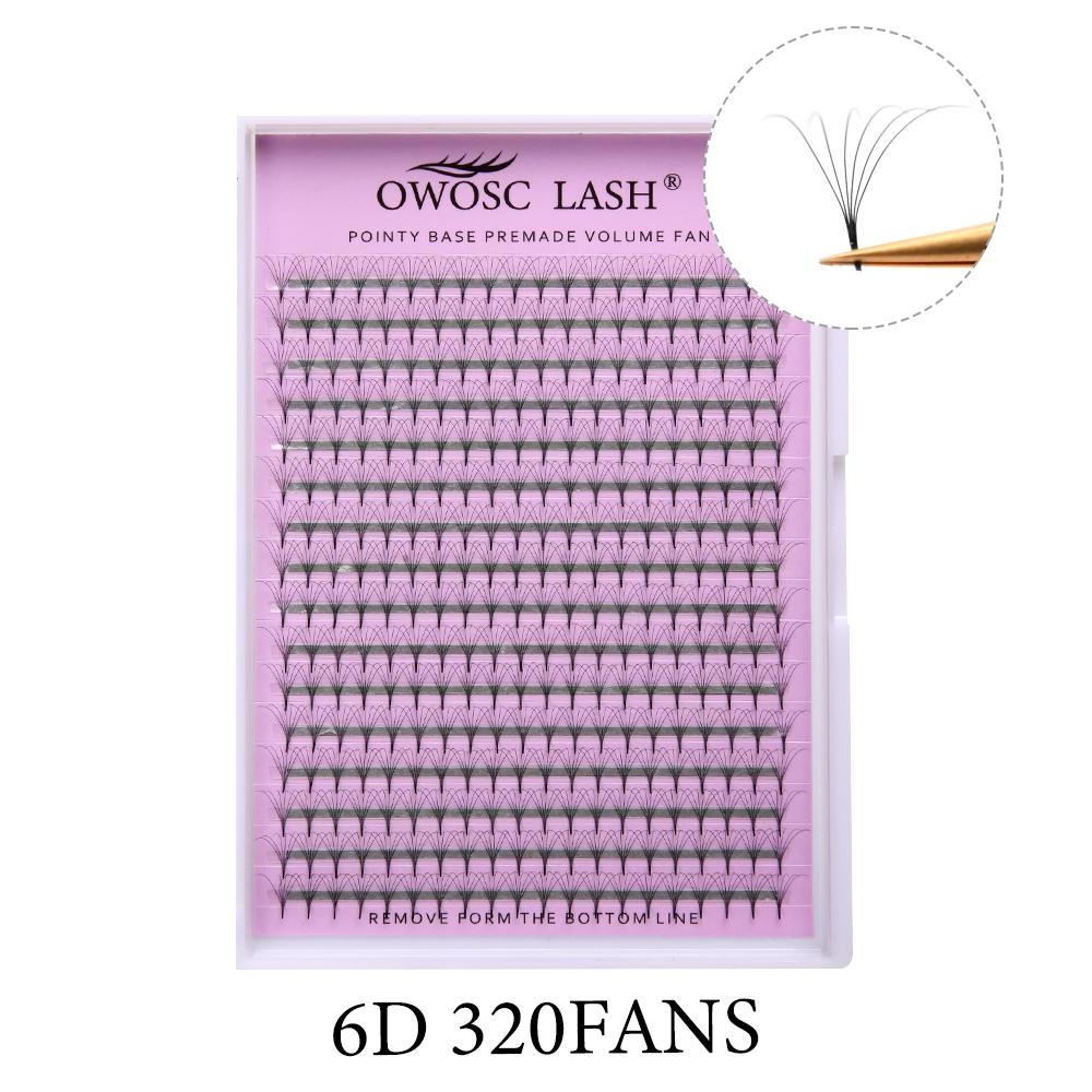 OWOSC 320 Fans Pointy Base Premade Volume Fans Medium Stem Sharp Thin Pre Made Russian Volume Fan Eyelash Extensions Custom Logo