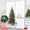 2pcs 2D Flat Printing Merry Christmas Popular Window Curtains Merry Christmas Tree Design_a Fabric Without Electricity Party